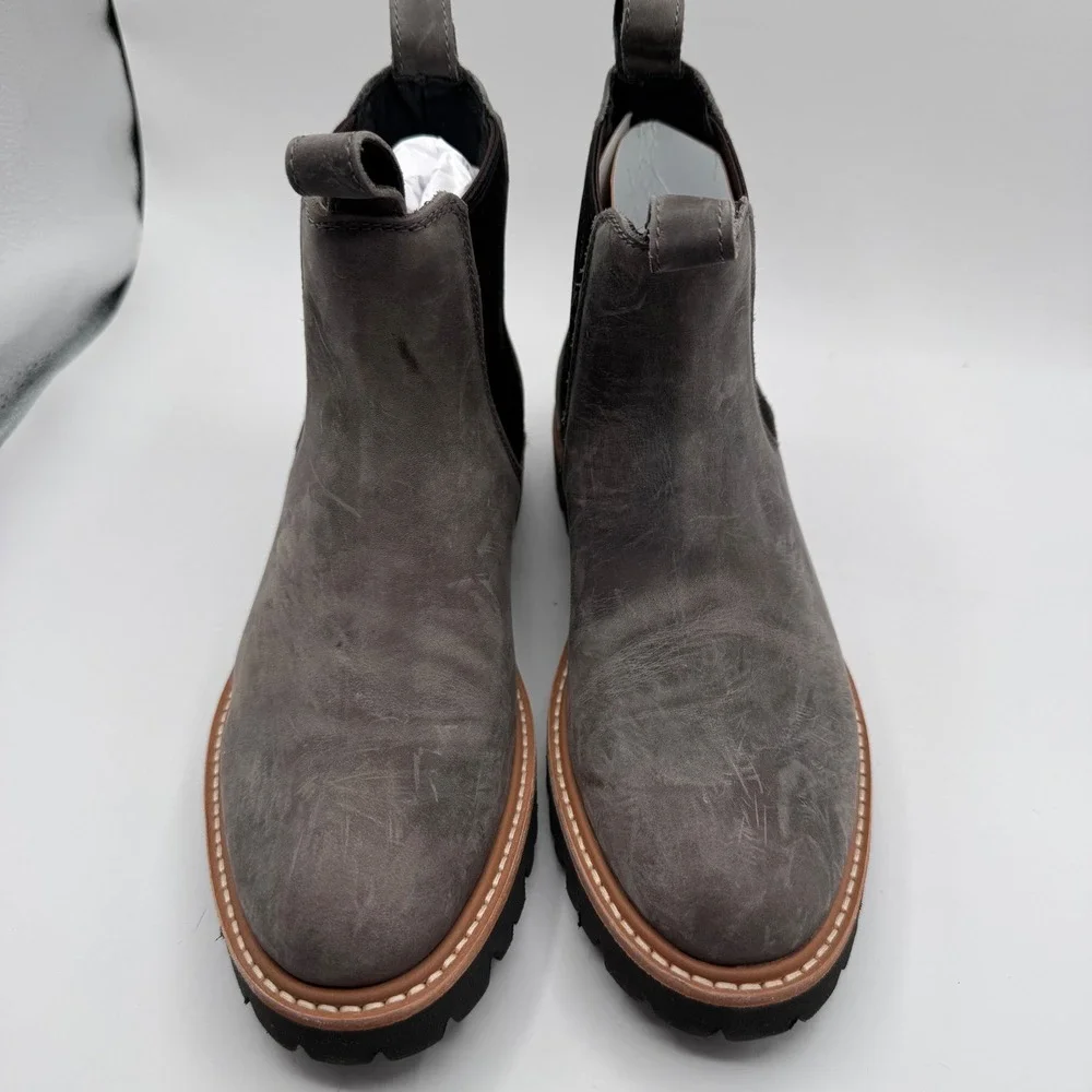 Nisolo Go-To Lug Chelsea Boot Grey‎ Leather Women's 7 Nee in Box Water Resistant